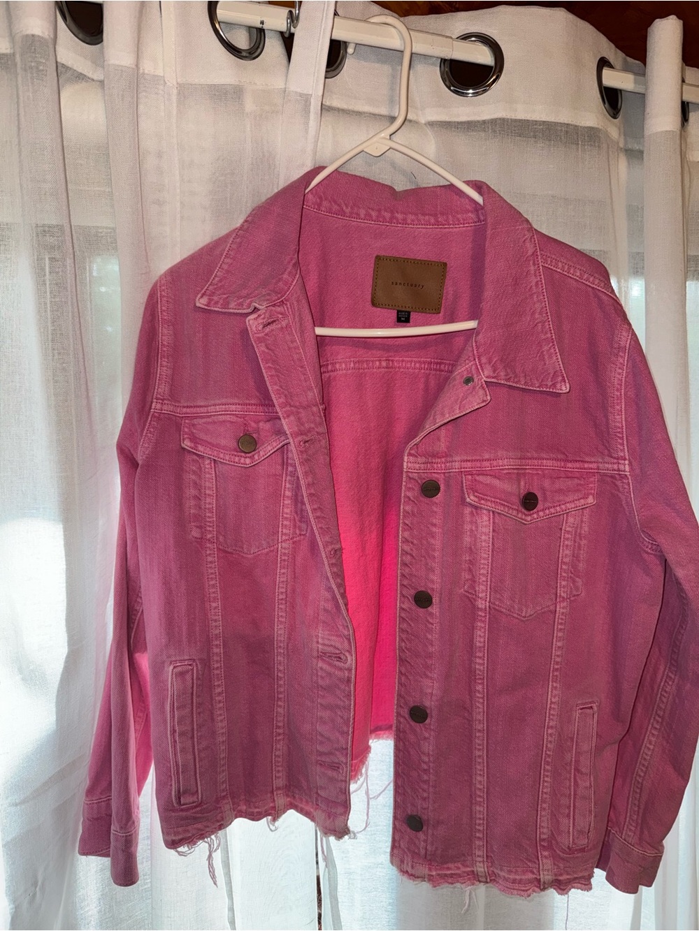 Sanctuary Pink Denim Jacket with Raw Hem